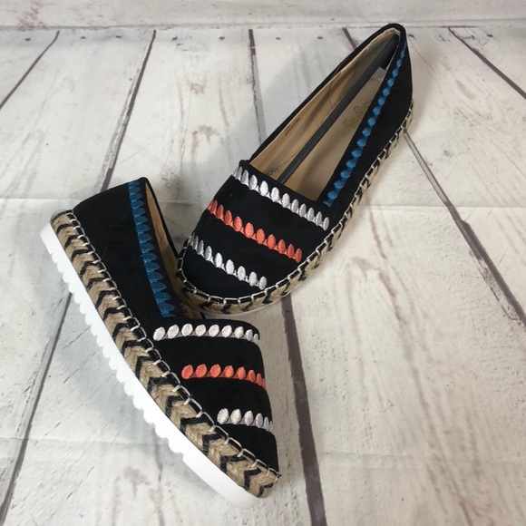 Black Embroidered Espadrille Flats Boho shoes 6 - Picture 6 of 6